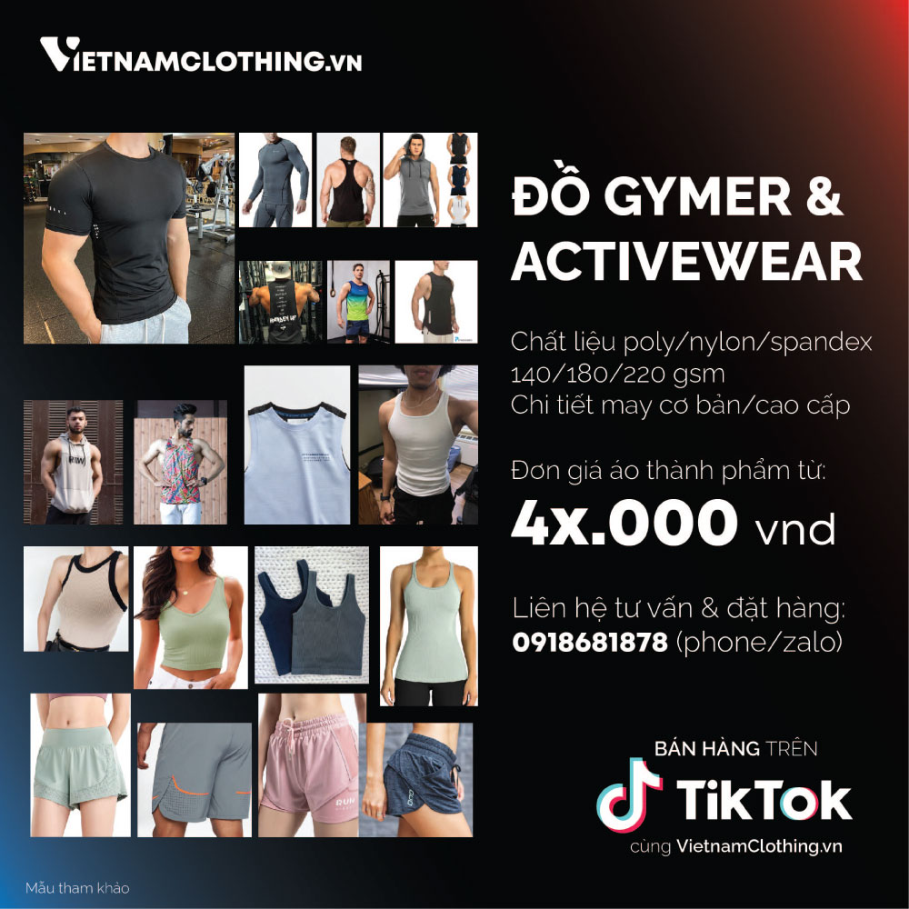 Xưởng May Gia Công Thời Trang Trọn Gói Đồ Gymer, Đồ Thể Thao, Sportswear, Activewear