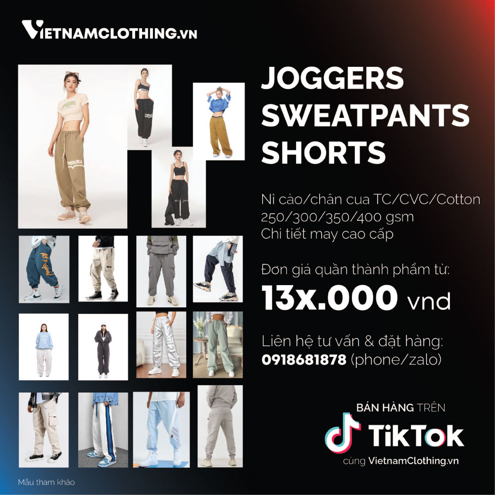 Xưởng May Gia Công Thời Trang Trọn Gói Quần Joggers, Sweatpants, Trackpants