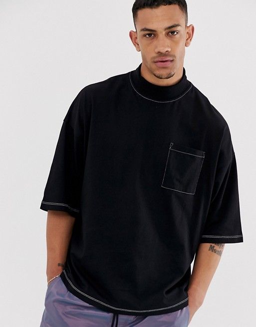 Áo Thun Oversized Đen Phối Túi 003 - Mẫu Tham Khảo